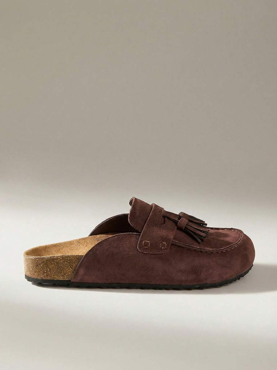 Solecia Ladies Tassel Design Daily Travel Casual Half Slippers - Chocolate Brown - View 1