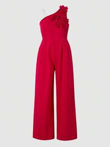 Jumpsuit Longgar Kasual untuk Anak Perempuan Remaja dengan Dekorasi Bunga 3D, Cocok untuk Pakaian Sehari-hari di Musim Semi, Musim Panas, Musim Gugur, Bepergian, dan Kembali ke Sekolah. - Merah - View 5