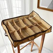 Caixa de Armazenamento de Sapatos de Lona Retrô, Caixa de Armazenamento Embaixo da Cama, À Prova d'Água, à Prova de Poeira e Resistente à Umidade. Estante de Sapatos Retangular Multiuso com Janela Transparente. Solução de Armazenamento Embaixo da Cama Adequada para Organizar Itens na Cozinha, Sala de Estar e Quarto. - Bege - Visão 7