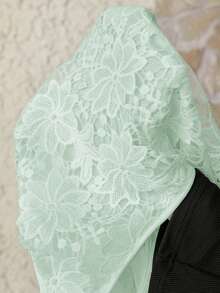 Nubod Blus Bordir Tanpa Lengan Leher Bulat untuk Wanita Ukuran Plus - Mint Green - View 6