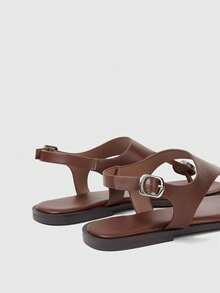 Sleekvia Ladies Comfortable Flat Wear-Resistant Versatile  Metal Outdoor Flip-Flops Slippers Summer - Brown - View 8