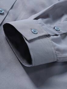 Manfinity Mode Men Solid Color Regular-Shoulder Button Front Casual Everyday Shirt, Formal, Ceremony - Light Grey - View 5
