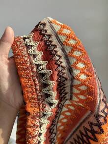 Set de 2 piezas de lencería a juego con estilo bohemio y rayas para niñas Y2K, top bandeau con textura de burbujas y bordado de estrella de mar 3D + panty tipo short, suave y dulce estilo de vacaciones en la playa, adecuado para el verano - Multicolor - Ver 3