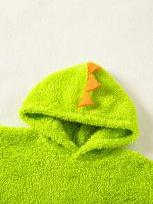 Babygirl Green Cute Casual Coral Fleece Hooded Bathrobe - Green - View 7