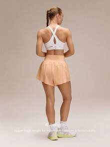 GLOWMODE 4" VitalSwift Chase Every Mile High-Rise Anti-Roll Tummy Control Lightweight Quick-Dry Odor Control Built-In Briefs Running Shorts Training Tennis Jogging Running Workout Gym Wear - Orange - View 3