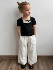 Dazy Kids Tween Girls' Crew Neck Short Sleeve Knit T-Shirt, Summer,Back To School Clothes - Black - View 3