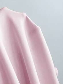 Elamini 女士杏色V领蕾丝边修身舒适百搭T恤，春夏女式上衣，夏季女式短袖上衣，女士休闲上衣 - 粉色 - 查看 6