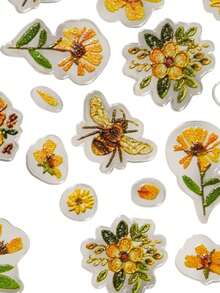1 Sheet Flower Bee Nail Art Stickers 3D Floral Leaf Plant Relief Self Adhesive Nail Decals Summer Garden Pattern Manicure Supplies Slider Water Transfer Nail Stickers Flower Decoration For Women Girls DIY Salon Accessories - Dusty Pink - View 7