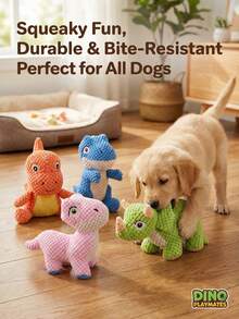 PETSIN 可爱恐龙造型狗狗玩具，内置BB弹吠叫声，可与狗狗互动玩耍 - 彩色 - 查看 3