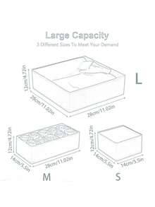 6 PIEZAS Caja de almacenamiento de maquillaje de tela Organizador de cajones Organizador de joyas de varios compartimentos Organizador de cosméticos portátil Con asa Decoración del hogar Decoración de la habitación Decoración del dormitorio Almacenamiento de viaje Organizador de tocador Solución de almacenamiento textil resistente al polvo - Gris - Ver 9