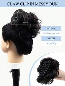 Tóc giả búi rối kẹp càng cua, tóc giả búi xoăn gợn sóng, tóc giả buộc búi scrunchie cho nữ, màu nâu trung bình có highlight, tóc giả búi kẹp càng cua, tóc giả búi rối, tóc giả buộc búi scrunchie cho nữ, màu nâu trung bình có highlight, tóc giả búi kẹp - Nhiều màu - Xem 3