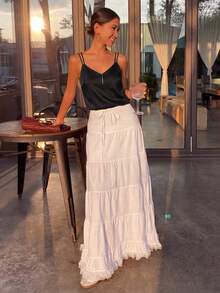 DAZY Women Solid Color V Neck Cross Strap Back Cami Top - Black - View 3