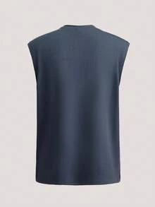 Driftmere Men's Solid Color Stand Collar Casual Versatile Summer Tank Top - Grey - View 2