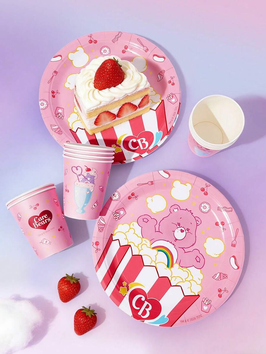 SHEIN X Care Bears 一次性纸杯纸盒，纸盘纸盒各10个。 - 紅黃藍 - 查看 1