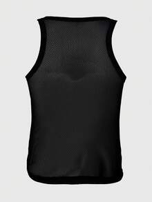 Manfinity Dauomo Men's Bold Sleeveless Streetwear Tank Top With Round Neckline, Rave - Black - View 2