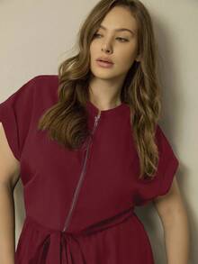 EMERY ROSE Plus-Size Women's Casual Vacation Fashion Summer Jumpsuits - Burgundy - View 6