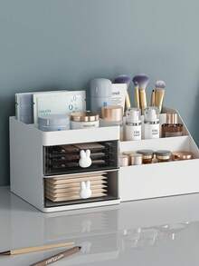 1 Hộp đựng mỹ phẩm đa năng có ngăn kéo - Thích hợp để sắp xếp đồ trang điểm trên bàn trang điểm, phòng tắm và ký túc xá, có thể đựng cọ trang điểm, kem dưỡng da, nước hoa, phấn mắt, son môi. - Nhiều màu - Xem 1