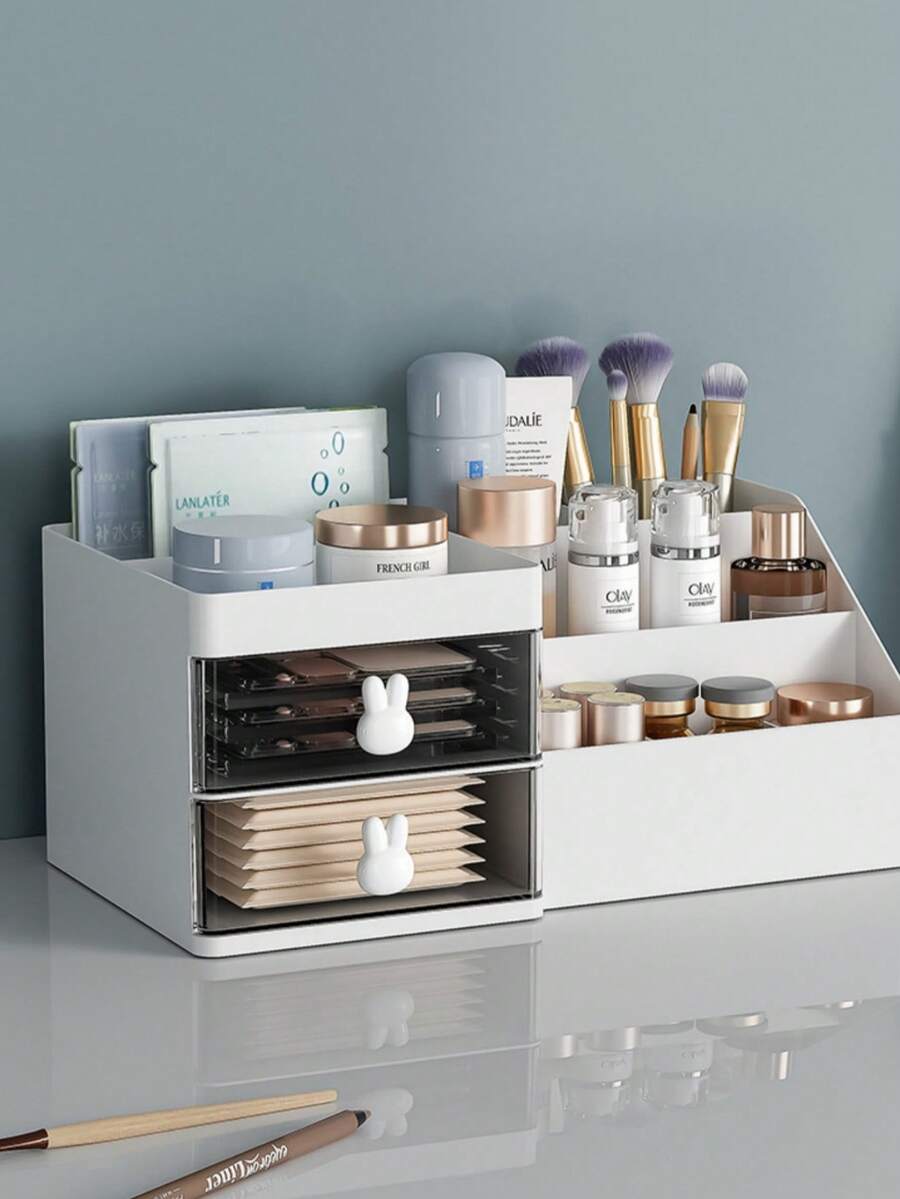 1 Hộp đựng mỹ phẩm đa năng có ngăn kéo - Thích hợp để sắp xếp đồ trang điểm trên bàn trang điểm, phòng tắm và ký túc xá, có thể đựng cọ trang điểm, kem dưỡng da, nước hoa, phấn mắt, son môi. - Nhiều màu - Xem 1