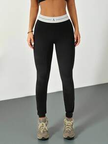 SHEIN PETITE Women's Casual Minimalist Style Basic Leggings, Everyday Wear - Black - View 9