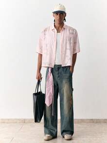 SWAVVY 男士休闲水洗直筒牛仔裤 - 深色水洗藍 - 查看 5