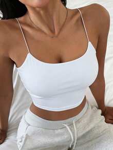 DAZY Adjustable Strap Seamless Padded Camisole For Four Seasons, Workout - White - View 5