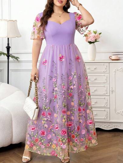 Reflora Plus Size Women's Elegant Romantic Summer Mesh Embroidered Short Sleeve Dress, Purple Floral Mesh Dress, Beautiful Fairy Dress, New Year Dress,Summer,Spring,Summer Outfits ,Summer Clothes,Summer Holiday Outfits,Spring Outfit Women,Spring Clothing,Spring Women,Summer Dress,Spring Dress, Elegant Dresses For Women ,Elegant Dress For Women,Elegant Dresses,Elegant Dresses For Party ,Elegant Long Dress ,Luxury Evening Dresses For Women,Luxury Women's Jalabiya,Luxury Evening Dress For Women ,Luxury Evening Dresses For Weddings,Luxury Women's Abaya Summer Dress,Spring Dress,Wedding Guest Dress For Women ,Wedding Party Dress,Wedding Guest Dress,Luxury Evening Dresses For Weddings ,Bridesmaid Dress,Wedding Guest Dresses,Dress For Wedding Guest,Wedding Guest Party Dress,Luxury Dresses,Wedding,Weddings,Events,Wedding, Purple Dress