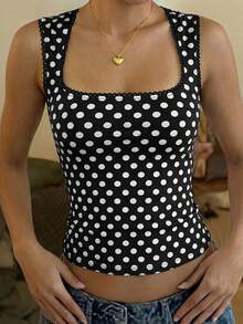 Zyxie Blusa sin mangas con estampado de lunares de moda para mujer, verano - Multicolor - Ver 1