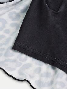 SHEIN Tween Girl Casual Leopard Print Layered Skirt - Brown - View 4