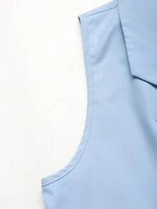 Nova Glow 青少年女童梭织翻领无袖衬衫和配套长裤两件套休闲套装 - 藍色 - 查看 5