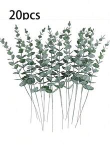 SHEIN 20片人造桉树叶，单片桉树装饰，适用于家居装饰、桌面摆设、酒店装饰、橱窗展示、走廊、婚礼仪式、人造绿植叶片、情人节礼物、蛋糕装饰、糖果盒、生日派对装饰、婚礼花环、家居装饰、餐厅、卧室、窗台装饰、情人节、新年装饰、户外花园、返校季等场合。 - 墨綠色 - 查看 12