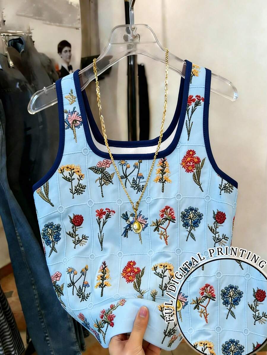Resyla Women's Floral Embroidery Pattern Casual Versatile Daily Wear Top - Multicolor - View 1
