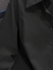 GlowEve 标准尺码女士休闲宽松天蓝色衬衫，饰有水钻，适合春秋季穿着。 - 黑色 - 查看 4