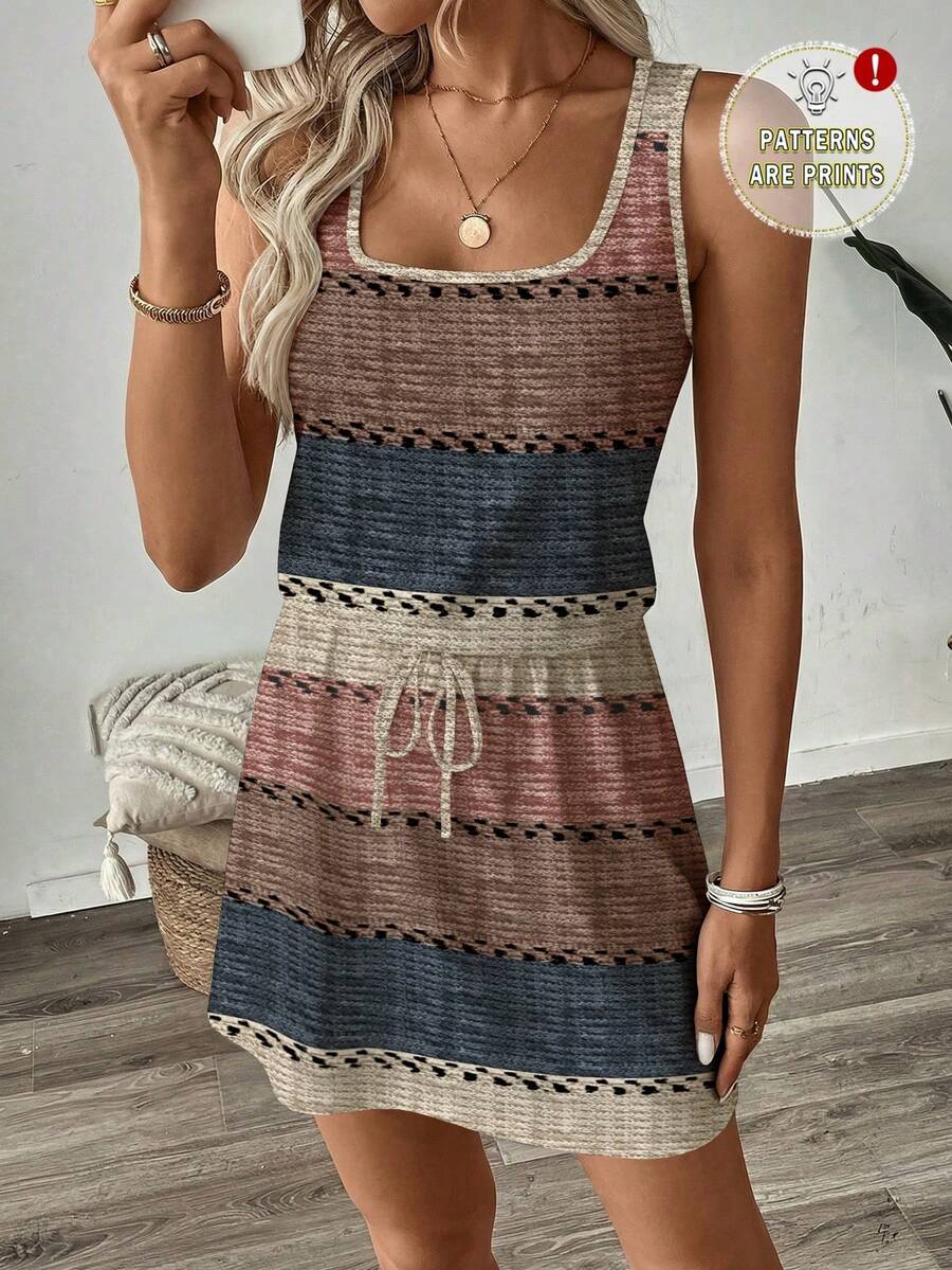SHEIN LUNE Women's Casual Printed Short Dress, Suitable For Spring And Summer,Summer Dresses For Women - Multicolor - View 1