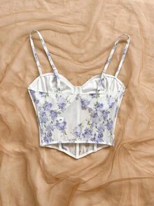 Camiseta de malla con estampado floral vintage romántico para mujer, adecuada para vacaciones, citas, té de la tarde, festivales de música, estilo bohemio - Púrpura malva - Ver 7