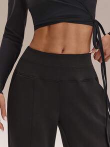 GLOWMODE 30" Regular SoftCalm Modal Silk Touch Wide Leg High Waist Lounge Pants With Side Pockets Daily Casual Spring Summer - Black - View 8