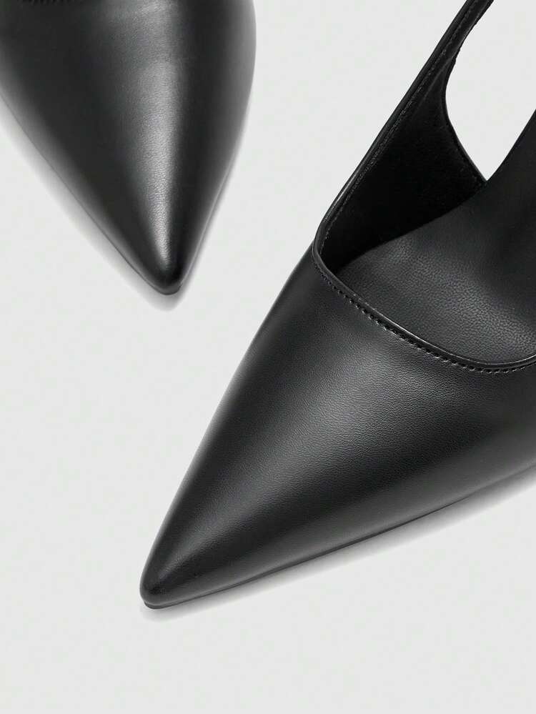 CUCCOO BIZCHIC Women Shoes Pointed Slender Heel Black Fashion Basics Daily Versatile Commuter Women's High Heel Shoes Slingback Shoes Women's Shoes