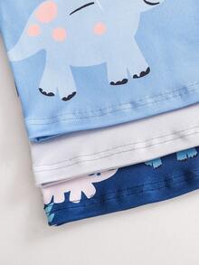 SHEIN Playful Pals 6pcs/Set Young BoyCartoon Galaxy & Ocean Animal Print Snug Fit T-Shirt And Shorts Pajama Set - Multicolor - View 6