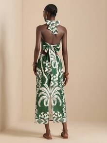 Vesra Vacation Sexy Printed Long Dress For Women - Multicolor - View 2