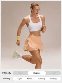 GLOWMODE 4" VitalSwift Chase Every Mile High-Rise Anti-Roll Tummy Control Lightweight Quick-Dry Odor Control Built-In Briefs Running Shorts Training Tennis Jogging Running Workout Gym Wear - Orange - View 7