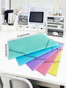 1/2/4/6/8 PCS Large Capacity Elastic Closure Elastic Cord File Bag Drawstring Document Pouch Business Negotiation Folder Office Material Manager School Document Storage Project Binder Office Supplies School Supplies Back To School - random - View 3