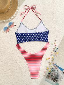 Swim SXY Áo tắm một mảnh hở lưng, cổ yếm, cạp cao gợi cảm dành cho nữ, thích hợp cho kỳ nghỉ biển hoặc ngày Quốc khánh. - Nhiều màu - Xem 4