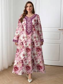 Al Najma Đầm kiểu Ả Rập tối giản, thường ngày dành cho phụ nữ cỡ lớn - Nhiều màu - Xem 7