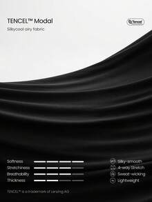 GLOWMODE 莫代尔丝滑不对称下摆露肩 3/4 袖运动 T 恤日常休闲装 - 黑色 - 查看 5
