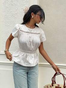 SHEIN Frenchy Áo sơ mi nữ màu trơn, kiểu dáng thường ngày, thích hợp cho kỳ nghỉ. - Màu be - Xem 7