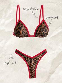Swim Vcay Springbreak 女士沙滩装豹纹细肩带短款上衣和高腰比基尼泳裤两件套性感泳装 - 彩色 - 查看 1