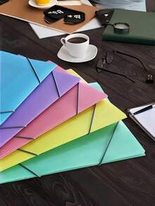 1/2/4/6/8 PCS Large Capacity Elastic Closure Elastic Cord File Bag Drawstring Document Pouch Business Negotiation Folder Office Material Manager School Document Storage Project Binder Office Supplies School Supplies Back To School - random - View 7