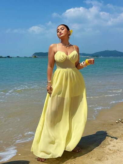 Sunnyshic 大码性感露肩露背连体裤