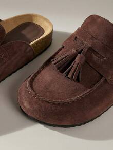 Solecia Ladies Tassel Design Daily Travel Casual Half Slippers - Chocolate Brown - View 5