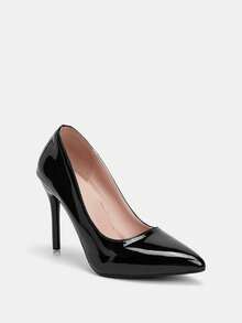 Glitzique Retro Pointed Toe High Heel Party Shoes, New Spring Color Block Super High Heel Low-Top Shoes, Mirror Red Bottom Fashion High Heels, Elegant Formal Dress Shoes Summer Shoes - Black - View 5