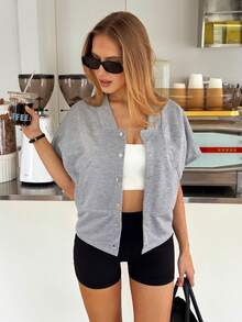 WanderVale 女士印花短款轻薄外套，春季 - 灰色 - 查看 4